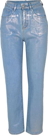Amy Lynn AmyLynn Dames Lupe Metallic 5-Pockets Jeans (Zilver)