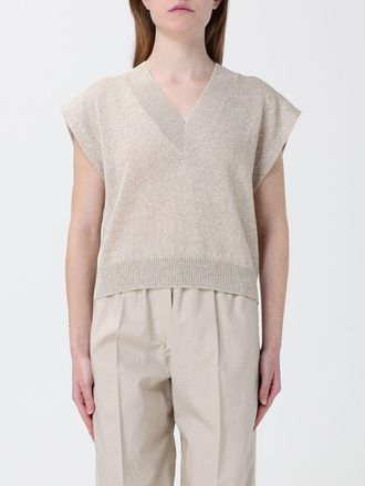 Brunello Cucinelli Maglia in misto lino con micro paillettes Brunello Cucinelli