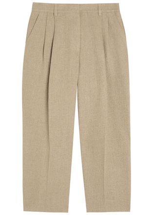 Toteme Pleated Tapered-leg Linen Trousers - Beige - 32 (UK4 / Xxs)