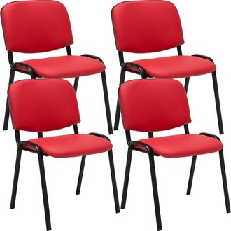 Clp Clp - Set De 4 Sillas De Reuniones Ken En Cuero Pu Rojo