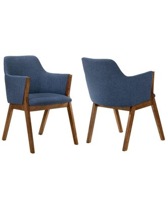 Armen Living Renzo Walnut Wood Dining Side Chairs, Set Of 2