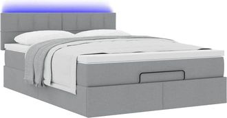 vidaXL Cama Otomana Con Colch&oacute;n Led Gris Claro 140x190 Cm Tela Vidaxl