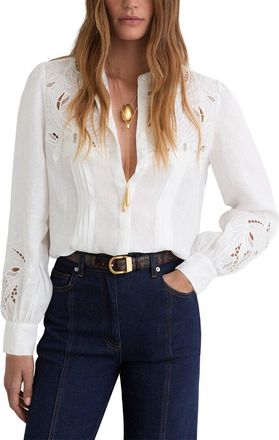 Reiss Ida Linen Embroidered Blouse