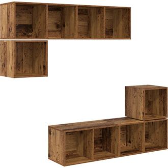 vidaXL Vidaxl - Conjunto De Mueble De Tv 4 Pcs Madera Vieja 37 X 37 X 142.5 Cm