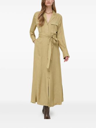 IVY OAK belted shirt dress - women - Acetate - 42 - Green