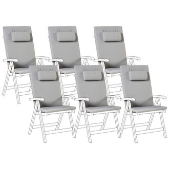 Beliani Conjunto De 6 Cojines Para Silla De Jard&iacute;n Asiento Y Respaldo Acolchado Con Reposacabezas Gris Claro Java/amantea Premium