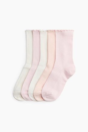 H&M 5er-Pack Gerippte Socken - Pink