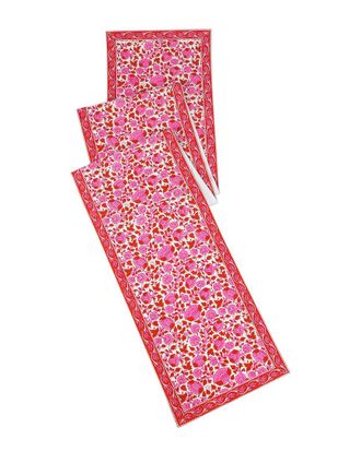 Tiramisu Crimson Infusion Block Print Cotton Table Runner