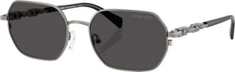 Michael Kors Saint Martin Dark Grey Solid Geometric Unisex Sunglasses MK1165 100287 57