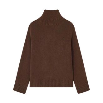 Ganni Turtlenecks, female, Brown, Size: S Wool and Yak Blend Turtleneck Sweater