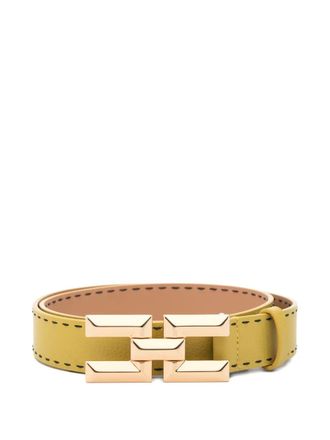 Elisabetta Franchi Leren riem met logogesp - Geel
