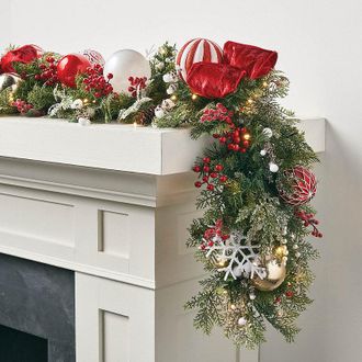 Frontgate 6 ft. Christmas Garland - Peppermint Dreams Garland - Frontgate - Outdoor or Indoor Christmas Decorations