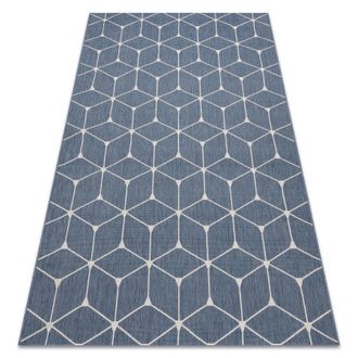 RugsX Rugsx - Alfombra De Cuerda Sisal Flat 48721/591 Cubos 3d Azul Blue 200x290 Cm