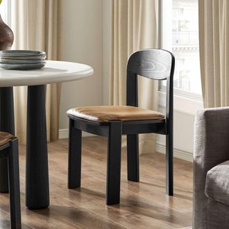 Castlery Anya Leather Dining Chair Set of 2 - Black by Castlery