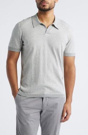 Rails Hayden Stripe Johnny Collar Polo in Heather Grey Stripe at Nordstrom Rack, Size Xx-Large