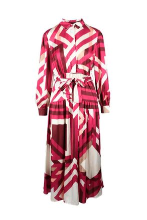Think White/Fuchsia Polyester Dress