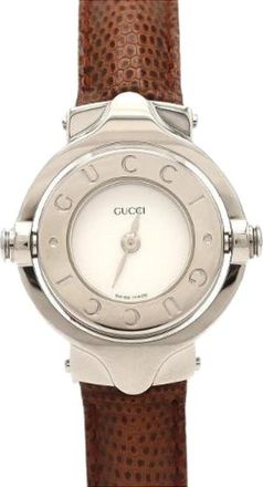 Gucci Pre-owned Turnface Stainless Steel Quartz - Dames - Vintage Horloges - Wit - ONE Size - Leer - Vintage