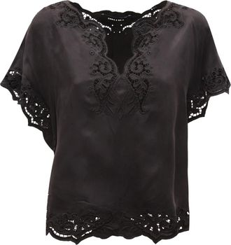 Emma & Gaia V-hals Blouse - Dames - Blouses - Zwart - S - Overhemden