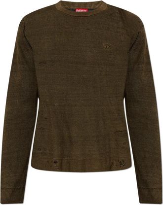 Diesel K-Daianas Sweater - Heren - Ronde hals truien - Bruin - 2XL - Katoen - Truien & Vesten