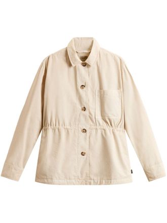 Woolrich Womens Garment-Dyed Pure Cotton Overshirt Beige