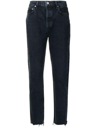 A Gold E mid-rise tapered-leg slim jeans - Blue