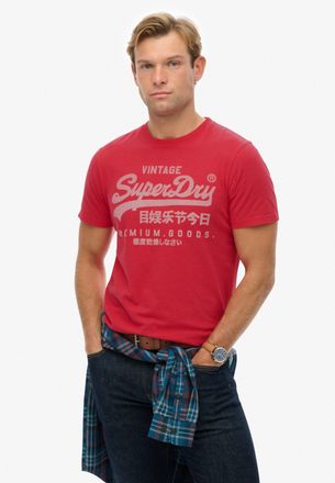Superdry Rundhalsshirt SUPERDRY VL CLASSIC TEE, Herren, Gr. 3XL, rot (indiana rot), Single Jersey, Obermaterial: 100% Baumwolle, bedruckt, regular fit h&uuml;ftbede
