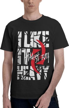 Generic Mens Storm Rock Band T-Shirt Short Sleeve Tee-Shirt Basic Simple Vintage Tops Cotton Crew Neck Shirt Black 3XL