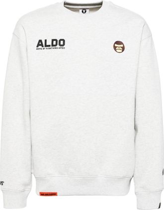 Aape By A Bathing Ape logo-embroidered sweatshirt - men - Cotton/Polyester/Cotton/Spandex/Elastane - M - Grey