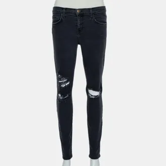 Current Elliott Current Elliot Black Denim Destroyed Stilletto Jeans M