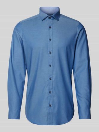 Olymp Level 5 Slim Fit Businesshemd aus Uni Struktur ROYAL in Royal, Größe 42