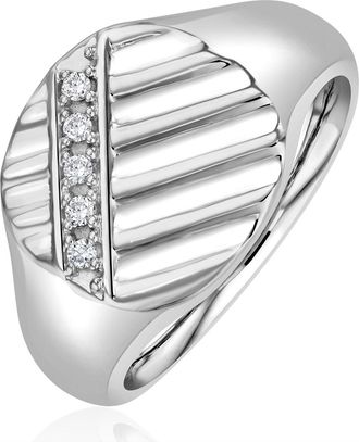 The Diamond Store Mens Lab Diamond Signet Ring 0.07ct H/Si in 925 Silver