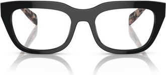 Prada 54mm Rectangular Optical Glasses in Black at Nordstrom