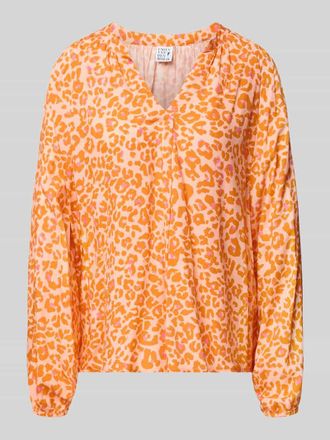 Emily van den Bergh Damenbluse im Allover-Look mit V-Ausschnitt in Orange, Gr&ouml;&szlig;e 36