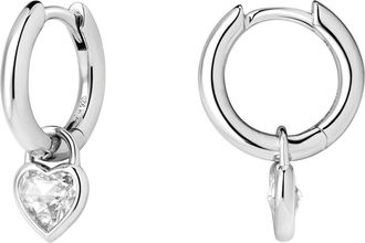 Made by Mary CZ Heart Huggie Hoop Earring in Silver at Nordstrom