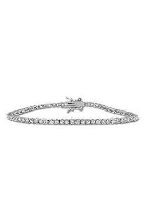 Delmar Lab Grown White Sapphire Tennis Bracelet in Metallic Silver at Nordstrom Rack