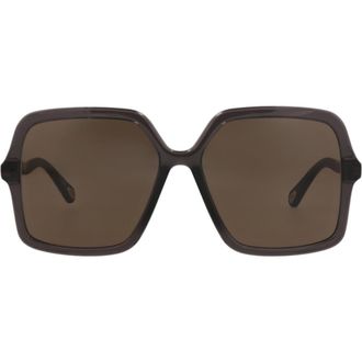 Chlo&eacute; 59mm Butterfly Sunglasses in Grey Grey Brown at Nordstrom Rack