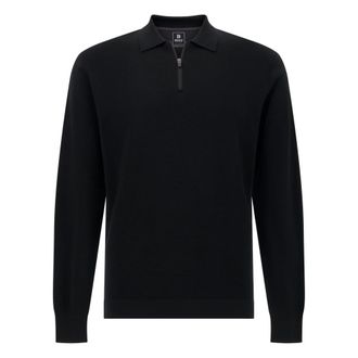 Boggi Milano Truien & Vesten, Heren, Zwart, L, Wol, B Tech Gebreid poloshirt van superfijne merinowol