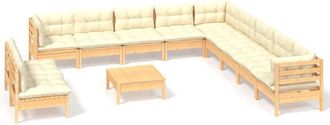 vidaXL Muebles De Jard&iacute;n 12 Piezas Cojines Madera Maciza De Pino Vidaxl