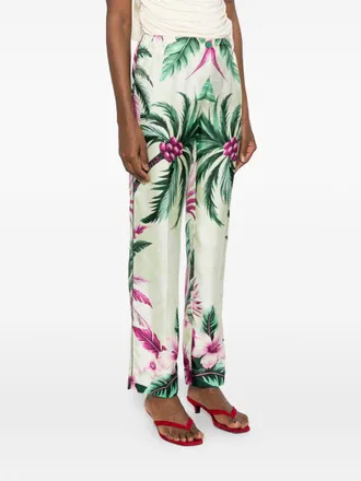 F.R.S. Floral-Printed Silk Trousers - Cream
