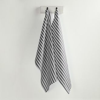 Solino Home Linen Kitchen Towels Set of 2, 17 x 26 - Amalfi Stripe in Black And White at Nordstrom