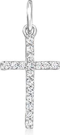RS Pure by Ross-Simons Diamond Cross Charm in Sterling Silver