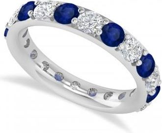 Allurez Diamond & Blue Sapphire Eternity Wedding Band 14k White Gold (2.50ct)