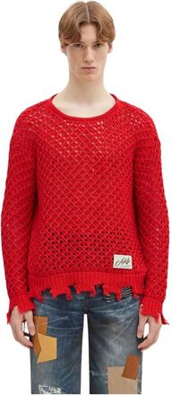 Andersson Bell Damaged Boatneck Sweater - Heren - Ronde hals truien - Rood - S - Katoen - Truien & Vesten