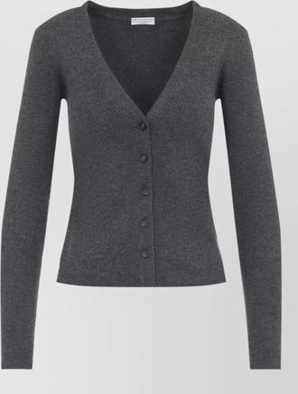 Brunello Cucinelli cashmere lurex v-neck long-sleeve cardigan