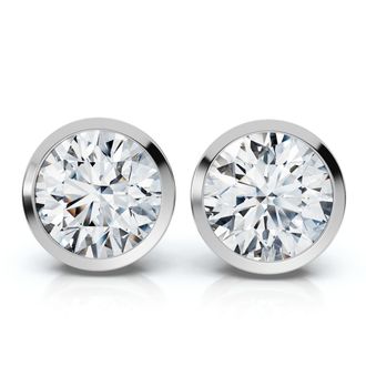 Pompeii3 Certified 6Ct TW Martini Bezel Diamond Studs 14k Gold Lab Grown