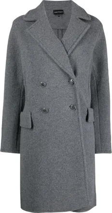 Emporio Armani double-breasted coat - women - Cotton/Virgin Wool - 42 - Grey