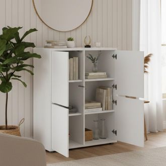Dmora Aparador Dpaci, Aparador De Cocina Con 4 Puertas, Buffet De Sal&oacute;n, 100% Made In Italy, Cm 100x41h126, Blanco Brillo - Dmora