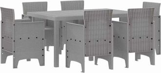 vidaXL Vidaxl - Conjunto de Comedor de Jardín 7 pcs Gris Claro Ratan Polt