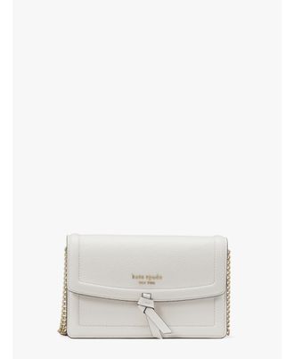 Kate Spade New York Womens Knott Flap Crossbody - Beige Leather - One Size