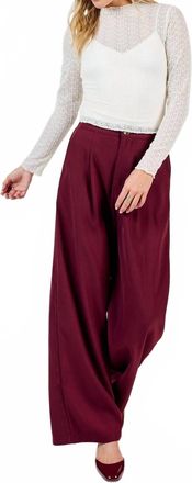 Sadie & Sage Silent Streets Pants In Wine